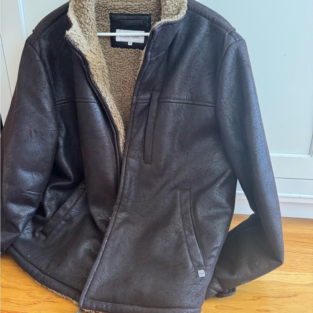 Calvin Klein Dark Brown Sherpa-Lined Jacket